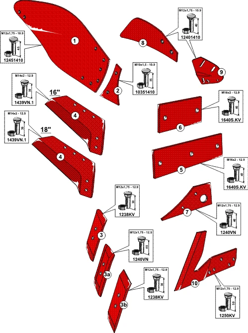 Explosionszeichnung Vogel und Noot Pflugkörper Typ WX400-PLUS